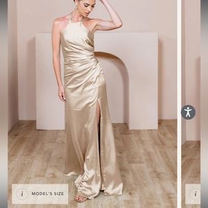 Fallon gold champagne satin bridesmaids dress